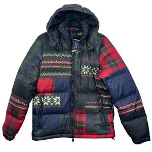 NEW Polo Ralph Lauren The Gorham Down Puffer Jacket Patchwork Aztec Men M Hooded